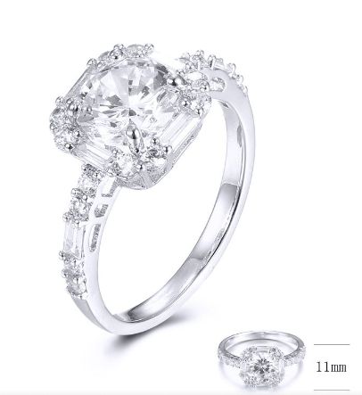 SJ32431, Ladies' Moissanite Ring, S925, Rhodium Plated, White, 2.8g
