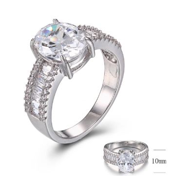 SJ28865, Ladies' Moissanite Ring, S925, Rhodium Plated, White, 4.41g