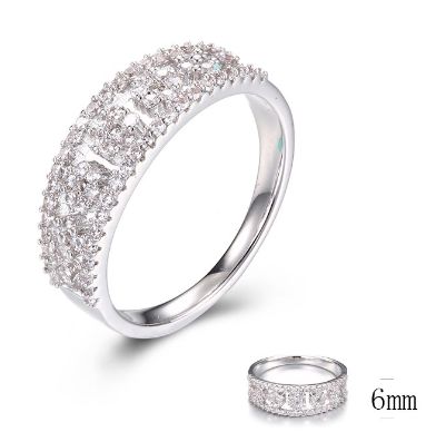 SJ29561, Ladies' Moissanite Ring, S925, Rhodium Plated, White, 3.02g