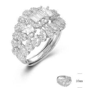 SJ45608, Ladies' Moissanite Ring, S925, Rhodium Plated, White, 5.29g