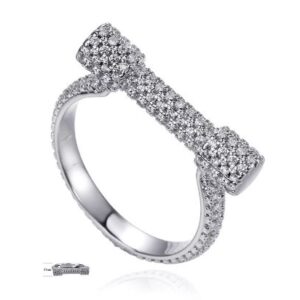 SJ23146, Ladies' Moissanite Ring, S925, Rhodium Plated, White, 4.38g