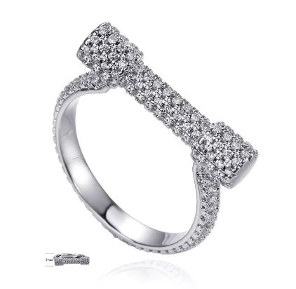 SJ23146, Ladies' Moissanite Ring, S925, Rhodium Plated, White, 4.38g