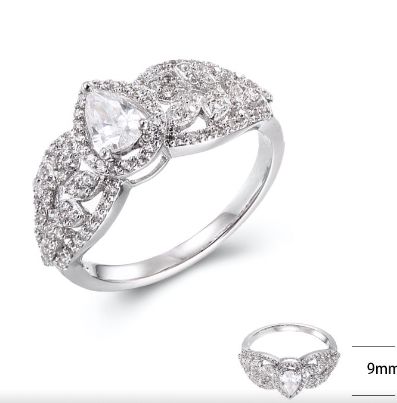 SJ39915, Ladies' Moissanite Ring, S925, Rhodium Plated, White, 2.51g