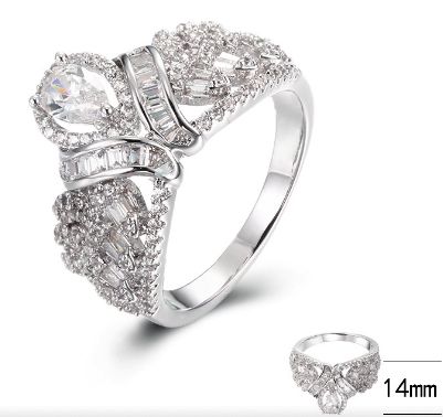 SJ39917, Ladies' Moissanite Ring, S925, Rhodium Plated, White, 4.6g
