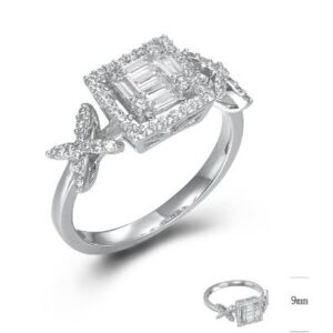 SJ44827, Ladies' Moissanite Ring, S925, Rhodium Plated, White, 2.8g