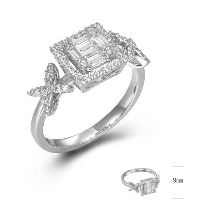 SJ44827, Ladies' Moissanite Ring, S925, Rhodium Plated, White, 2.8g