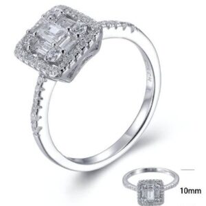 SJ26819, Ladies' Moissanite Ring, S925, Rhodium Plated, White, 3.29g