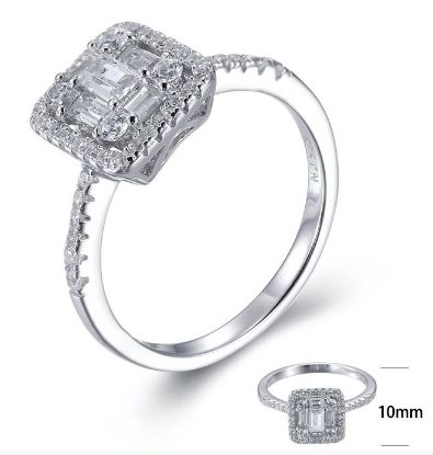 SJ26819, Ladies' Moissanite Ring, S925, Rhodium Plated, White, 3.29g