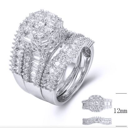 SJ34095, Ladies' Moissanite Ring, S925, Rhodium Plated, White, 11.64g