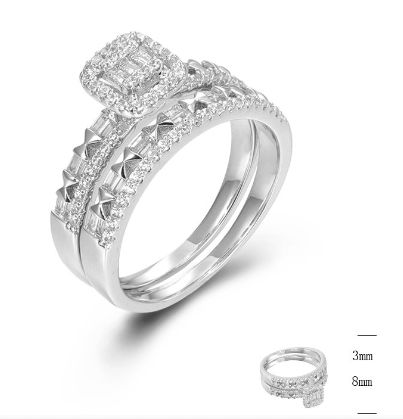 SJ45361, Ladies' Moissanite Ring, S925, Rhodium Plated, White, 4.88g