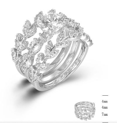 SJ45585, Ladies' Moissanite Ring, S925, Rhodium Plated, White, 6.39g