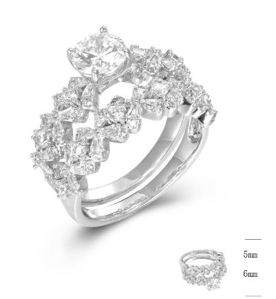 SJ45589, Ladies' Moissanite Ring, S925, Rhodium Plated, White, 5.74g