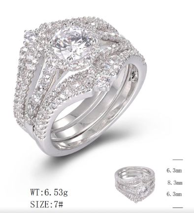 SJ49413, Ladies' Moissanite Ring, S925, Rhodium Plated, White, 6.65g