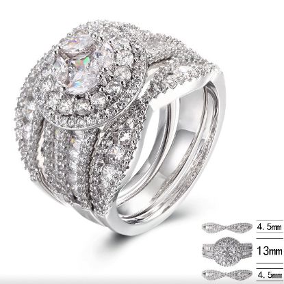 SJ40092, Ladies' Moissanite Ring, S925, Rhodium Plated, White, 9.04g
