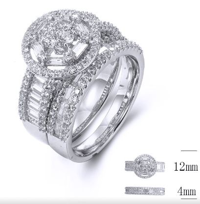 SJ34118, Ladies' Moissanite Ring, S925, Rhodium Plated, White, 7.43g