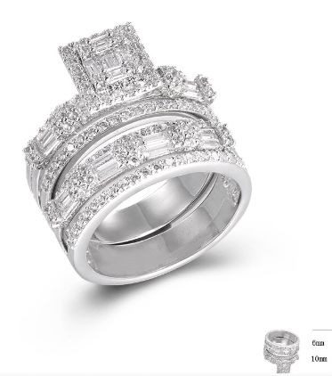 SJ43541, Ladies' Moissanite Ring, S925, Rhodium Plated, White, 8.52g