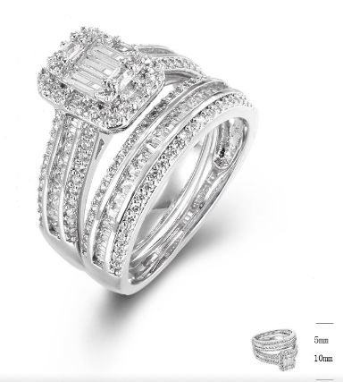 SJ43387, Ladies' Moissanite Ring, S925, Rhodium Plated, White, 5.22g