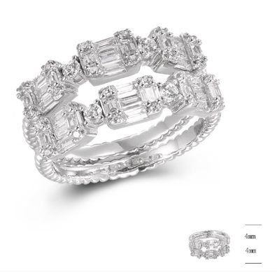 SJ43543, Ladies' Moissanite Ring, S925, Rhodium Plated, White, 4.73g
