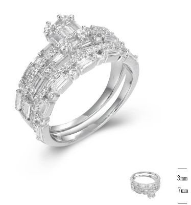SJ45381, Ladies' Moissanite Ring, S925, Rhodium Plated, White, 5.31g