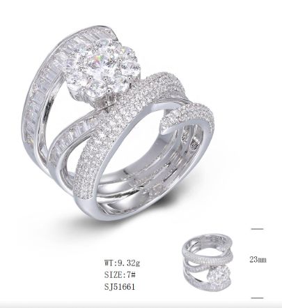 SJ51661, Ladies' Moissanite Ring, S925, Rhodium Plated, White, 10g