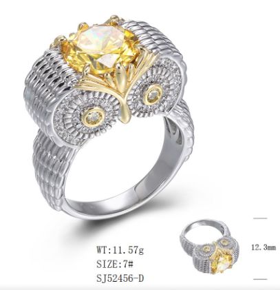 SJ52456, Ladies' Moissanite Ring, S925, Rhodium Plated, White, 10.34g