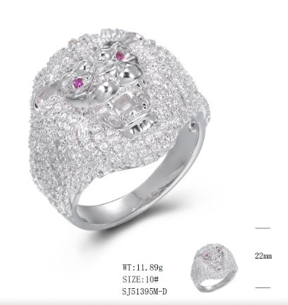 SJ51395, Ladies' Moissanite Ring, S925, Rhodium Plated, White, 12.91g