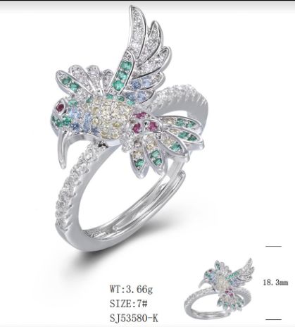 SJ53580, Ladies' Moissanite Ring, S925, Rhodium Plated, White, 3.62g