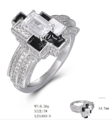 SJ51683, Ladies' Moissanite Ring, S925, Rhodium Plated, White, 6.48g