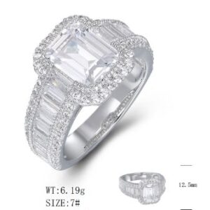 SJ51702, Ladies' Moissanite Ring, S925, Rhodium Plated, White, 6.14g