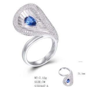 SJ52447, Ladies' Moissanite Ring, S925, Rhodium Plated, White, 7.61g