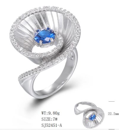 SJ52451, Ladies' Moissanite Ring, S925, Rhodium Plated, White, 8.73g
