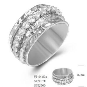 SJ52500, Ladies' Moissanite Ring, S925, Rhodium Plated, White, 9.12g