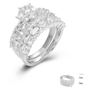 SJ45801, Ladies' Moissanite Ring, S925, Rhodium Plated, White, 5.47g