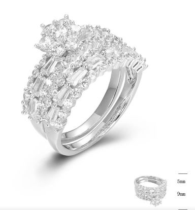 SJ45801, Ladies' Moissanite Ring, S925, Rhodium Plated, White, 5.47g