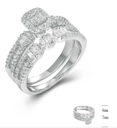 SJ45374, Ladies' Moissanite Ring, S925, Rhodium Plated, White, 5.41g