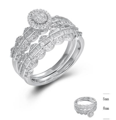 SJ45356, Ladies' Moissanite Ring, S925, Rhodium Plated, White, 5.9g
