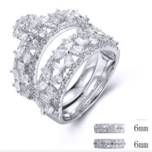 SJ33792, Ladies' Moissanite Ring, S925, Rhodium Plated, White, 7.78g