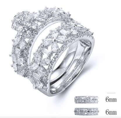 SJ33792, Ladies' Moissanite Ring, S925, Rhodium Plated, White, 7.78g