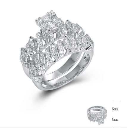 SJ44845, Ladies' Moissanite Ring, S925, Rhodium Plated, White, 7.23g