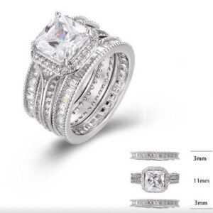 SJ40077-双戒, Ladies' Moissanite Ring, S925, Rhodium Plated, White, 8.78g