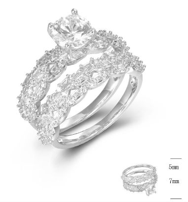 SJ45590, Ladies' Moissanite Ring, S925, Rhodium Plated, White, 5.71g