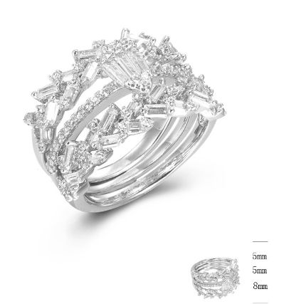 SJ45592, Ladies' Moissanite Ring, S925, Rhodium Plated, White, 6.88g