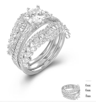 SJ45603, Ladies' Moissanite Ring, S925, Rhodium Plated, White, 5.85g