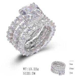 SJ49171, Ladies' Moissanite Ring, S925, Rhodium Plated, White, 9.38g