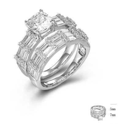 SJ44052, Ladies' Moissanite Ring, S925, Rhodium Plated, White, 6.95g