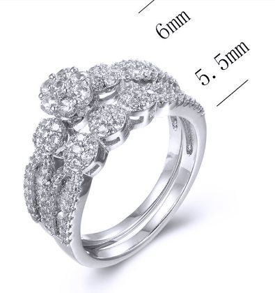 SJ37681, Ladies' Moissanite Ring, S925, Rhodium Plated, White, 4.75g