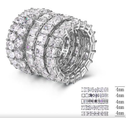 SJ30121, Ladies' Moissanite Ring, S925, Rhodium Plated, White, 18.49g