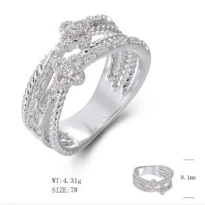 SJ50213, Ladies' Moissanite Ring, S925, Rhodium Plated, White, 4.45g