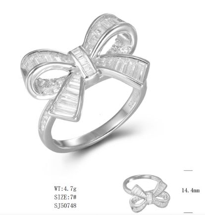 SJ50748, Ladies' Moissanite Ring, S925, Rhodium Plated, White, 4.81g