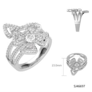 SJ46697, Ladies' Moissanite Ring, S925, Rhodium Plated, White, 5.88g